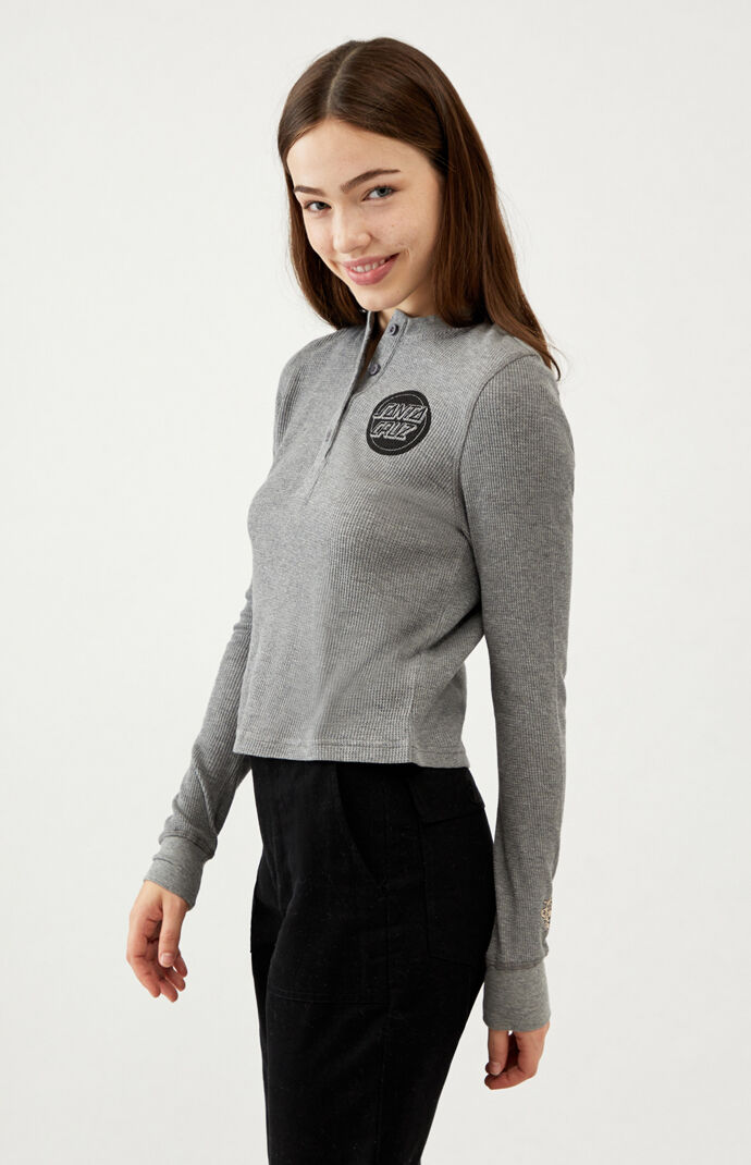 Reverse Dot Long Sleeve Henley T-Shirt