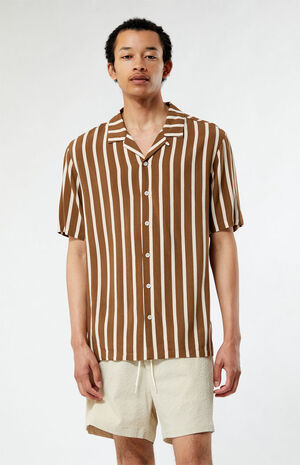 Brown Striped Camp Shirt image number 1