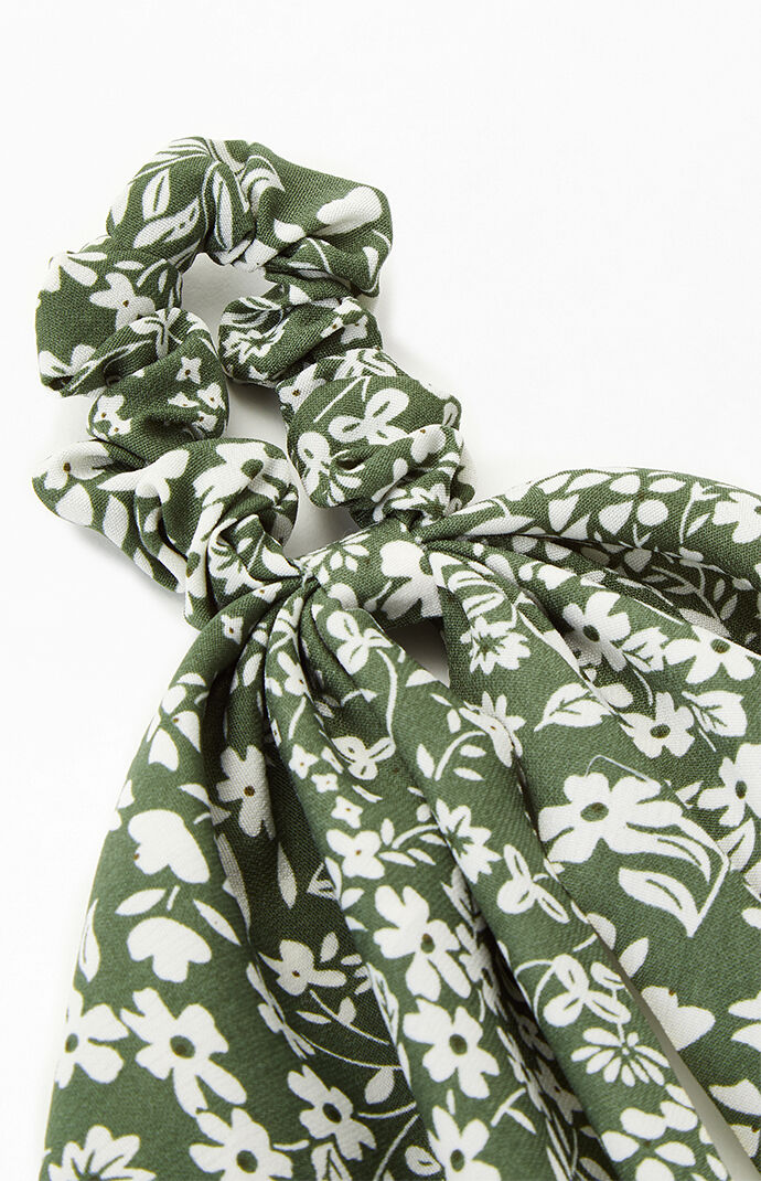 Green Flowy Scrunchie
