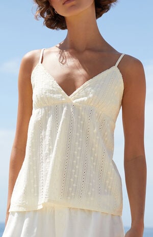 Yellow Edith Eyelet Tank Top image number 2
