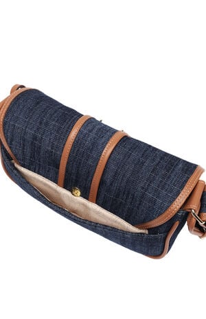 Dark Denim Double Pocket Satchel Bag image number 10