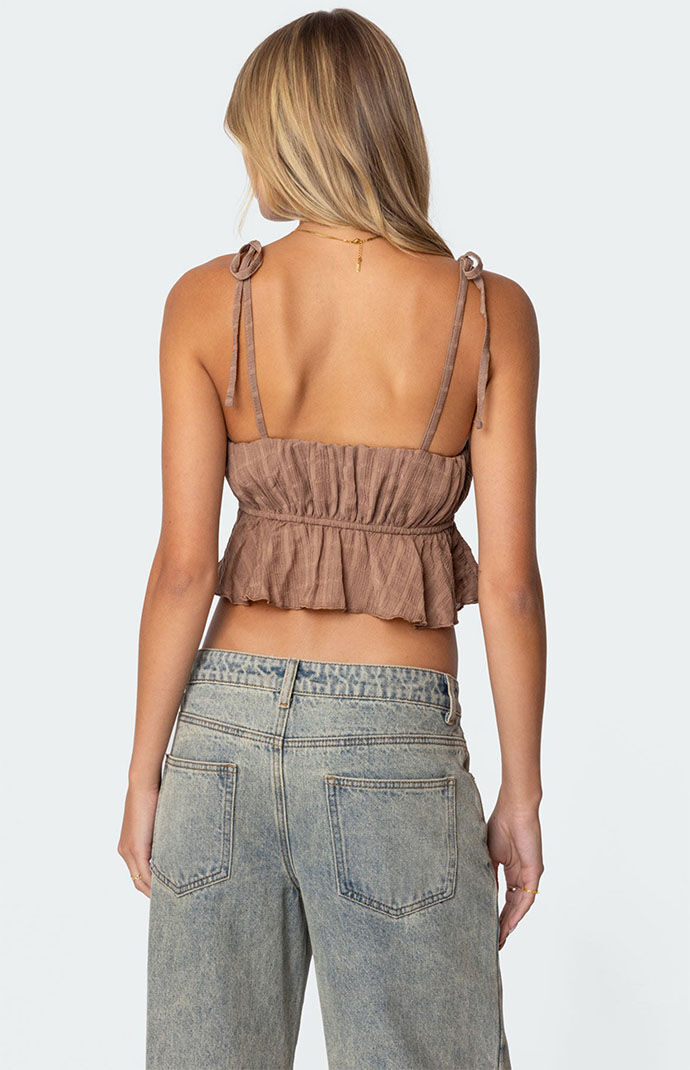 Edikted Rylie Textured Chiffon Flare Top