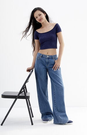 Casey Medium Wash Low Rise Baggy Jeans image number 5