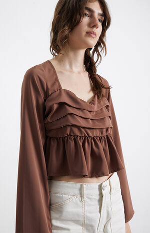 Ruched Long Sleeve Babydoll Top image number 1