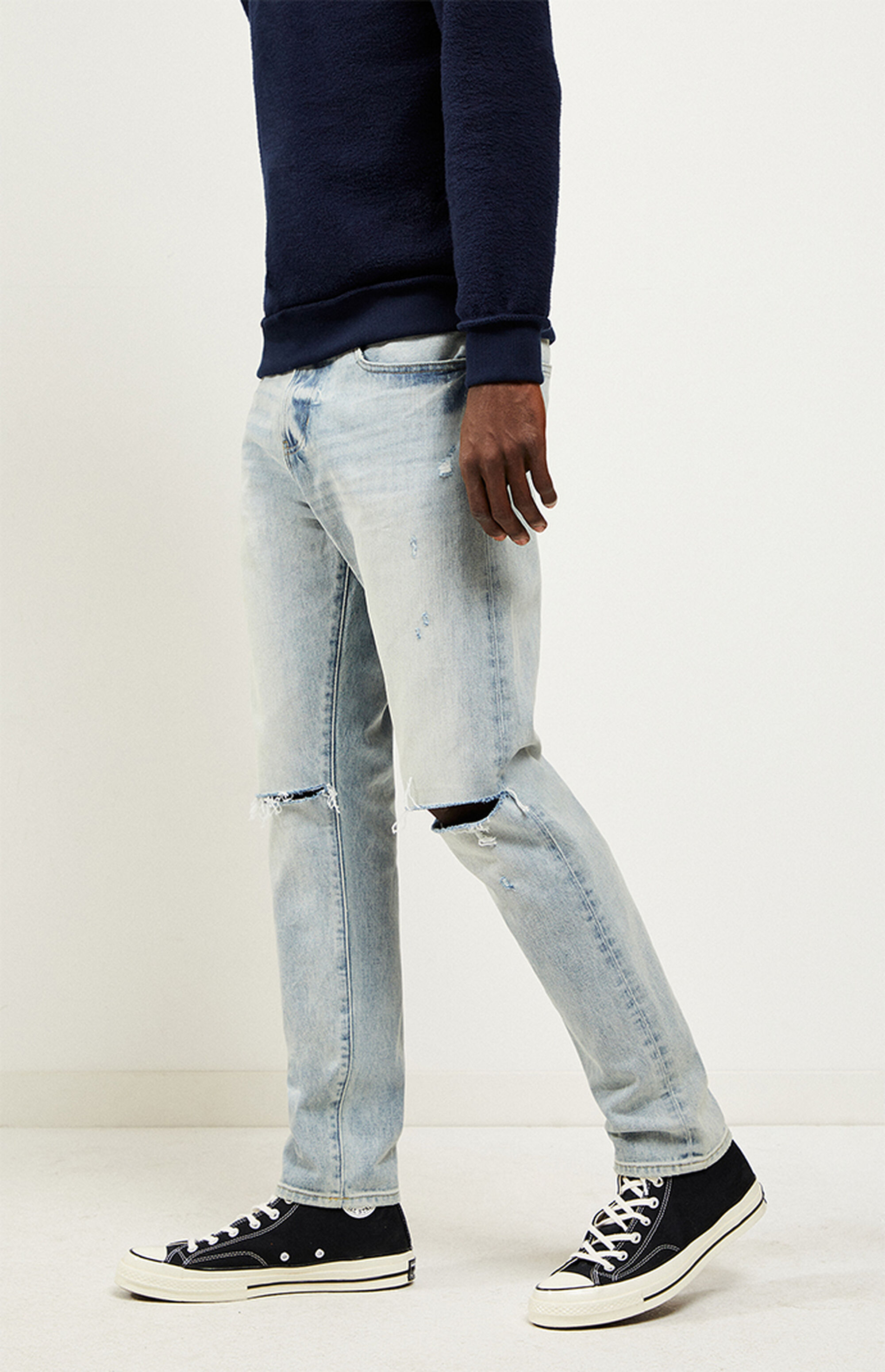 Light Ripped Slim Taper Jeans PacSun PacSun