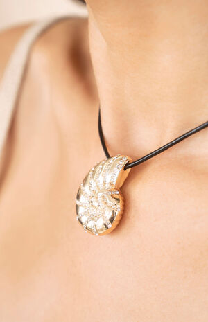 Nautilus Shell Pendant Black Cord Necklace image number 6