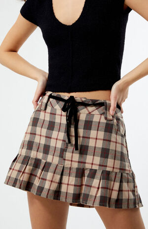 Plaid Ruffle Mini Skirt image number 2