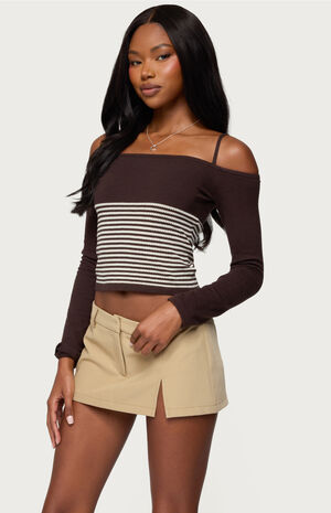 Darya Striped Off Shoulder Knit Top image number 2