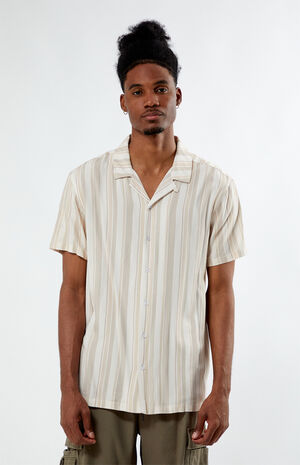Viscose Vertical Stripe Camp Shirt image number 1