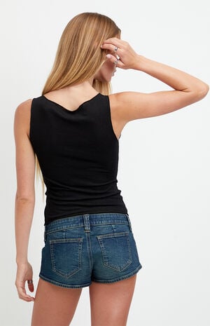 Tatum Ultimate Low Rise Jean Micro Shorts Stretch Dark Blue image number 4