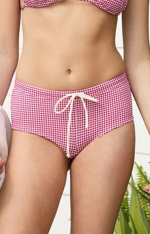 Red Gingham Reina Swim Shorts image number 2