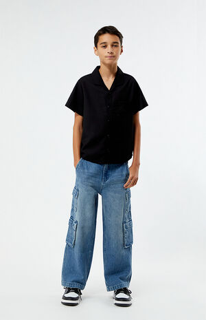 Medium Indigo Baggy Cargo Jeans image number 5