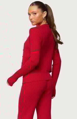 Adannah Ribbed Knit Button Up Cardigan image number 3