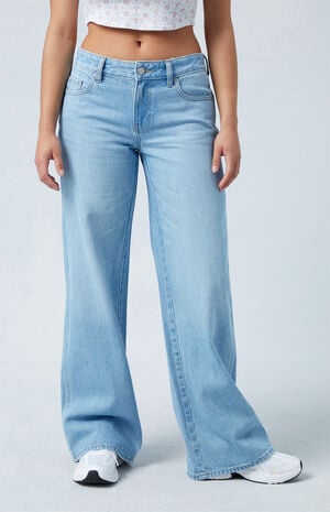 Eco Light Blue Low Rise Baggy Jeans image number 1