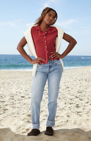 Red Rue Plaid Collared Top image number 4