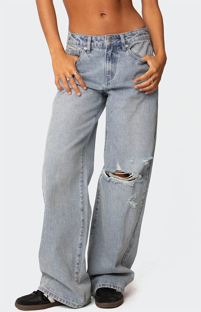 Edikted Adam Distressed Wide Leg Jeans | PacSun