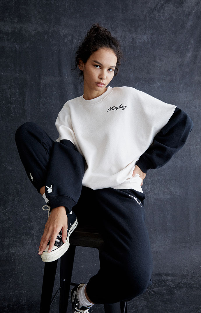 Playboy by pacsun contour logo crew neck best sale sweatshirt
