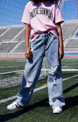 Light Blue Ripped Baggy Jeans image number 2