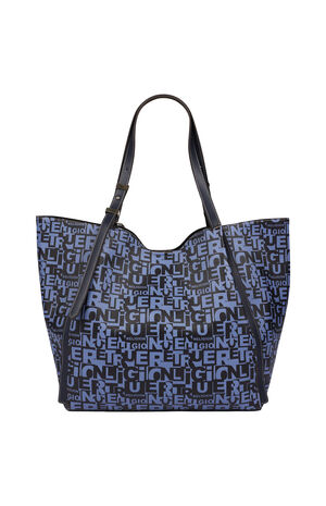 Navy Multi Patch Graphic Tote Bag image number 4