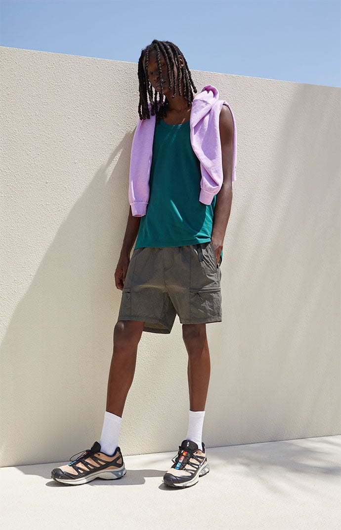 Grey best sale nylon shorts