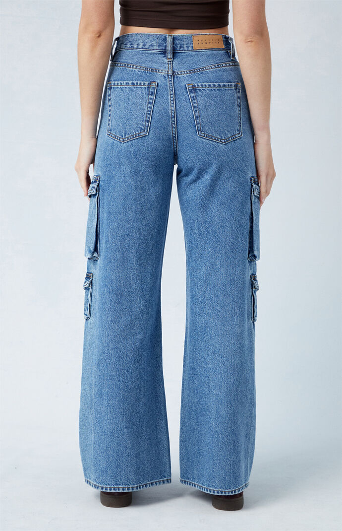 PacSun Medium Indigo Wide Leg Cargo Jeans PacSun