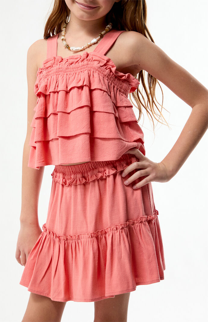 Pacsun Kids Coral Ruffle Tank Top