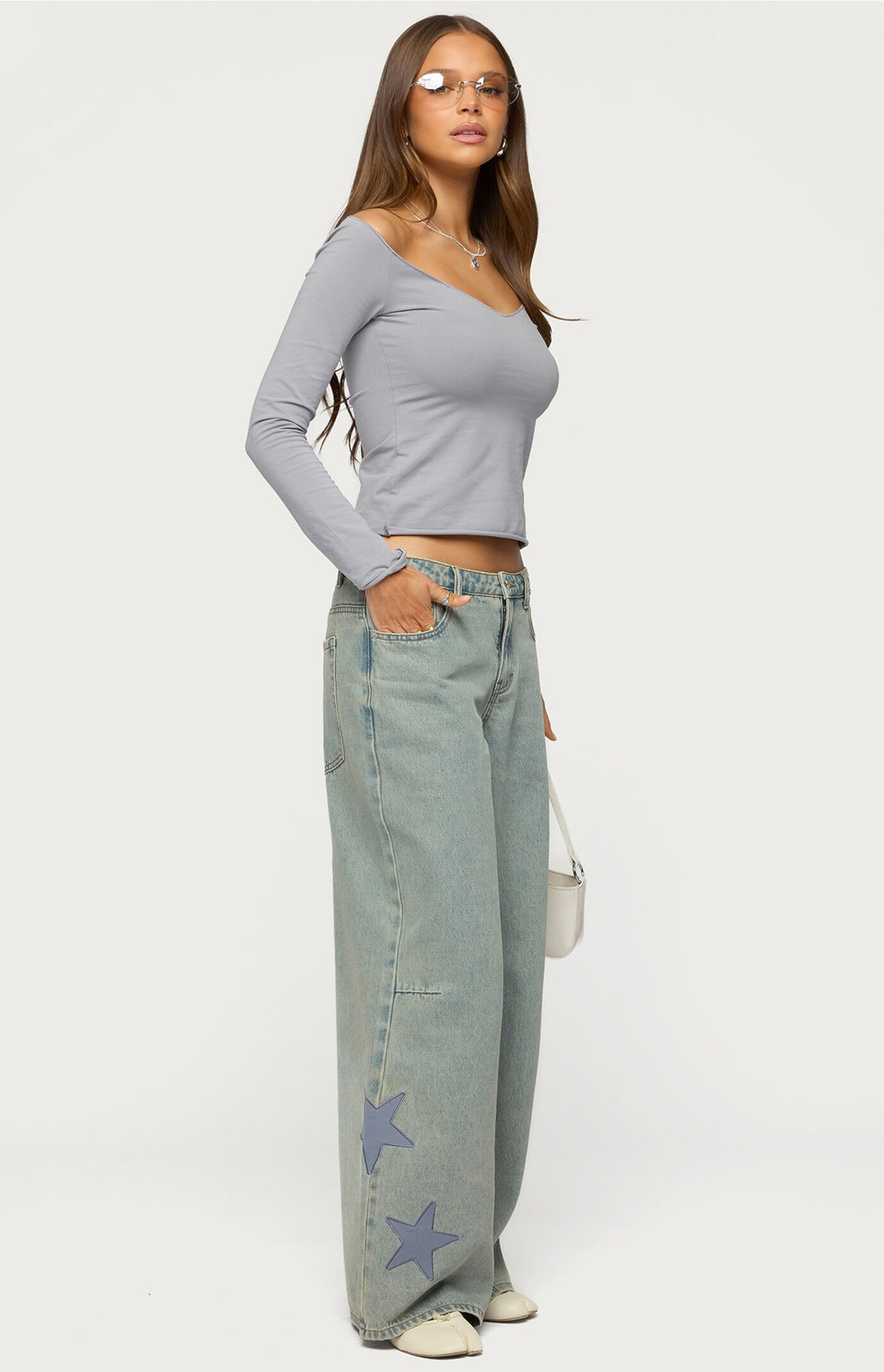 Edikted Trish Stars Low Rise Baggy Jeans
