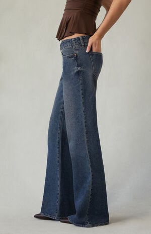 Charlie Low Rise Baggy Bootcut Jeans Double Button Dark Indigo image number 3