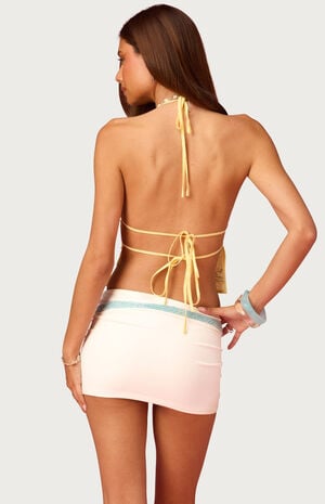 Barbie Embroidered Linen Backless Top image number 3