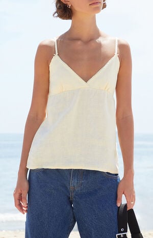Yellow Edith Linen Tank Top image number 1
