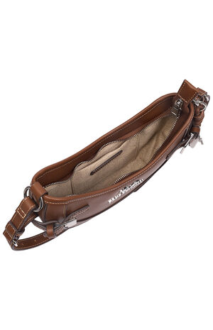 Brown Blake Smooth Belted Hobo Bag image number 7
