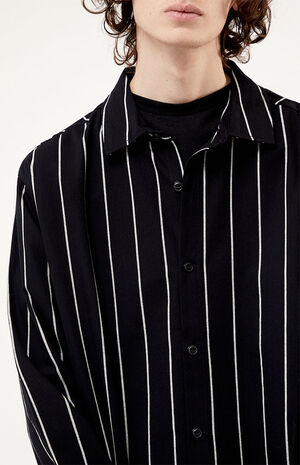 Black Pinstripe Classic Button Down Shirt image number 2
