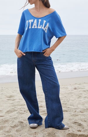 Blue Italia Off-The-Shoulder Short Sleeve Top image number 4