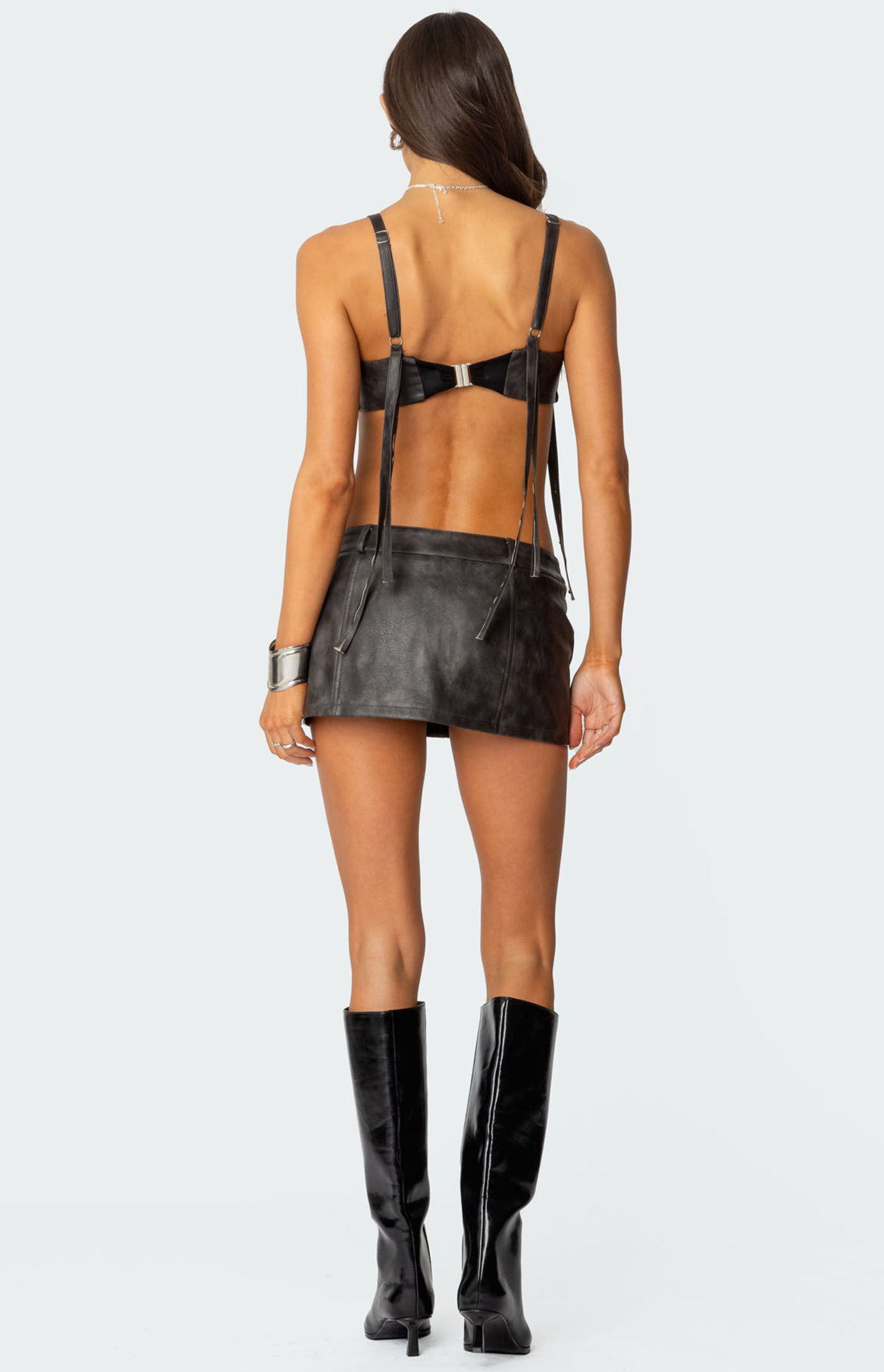 Edikted Sadaf Faux Leather Bra Top | PacSun