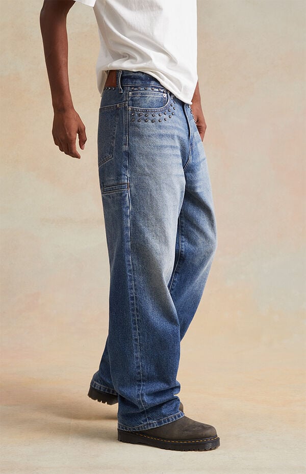 RARE DNM EDIT Medium Indigo Rhinestone Studded Baggy Jeans