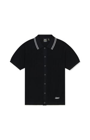 Black Polo Collar Cardigan Shirt