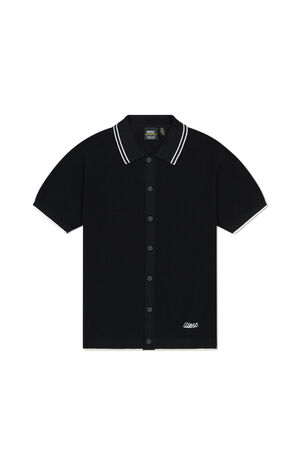 Black Polo Collar Cardigan Shirt image number 1
