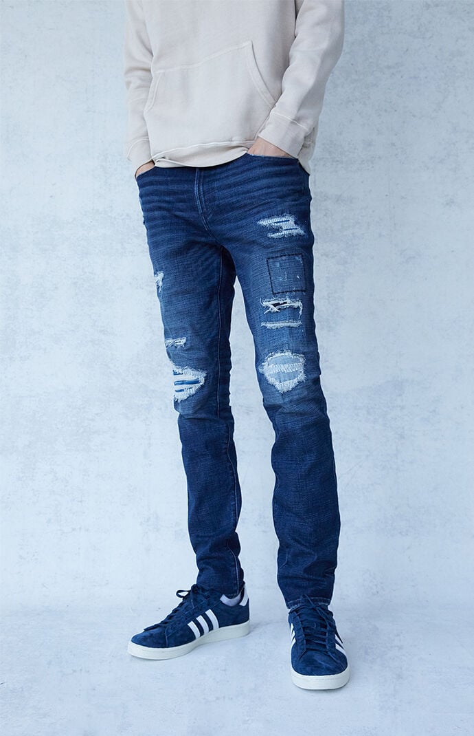 Pacsun stacked skinny side stripe zip black jeans sale
