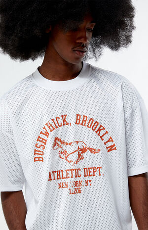 White Leagues Mesh Boxy Cropped Jersey T-Shirt image number 2