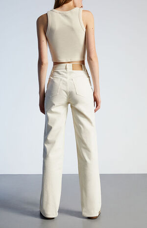 White Corduroy V Dip '90s Boyfriend Jeans image number 4