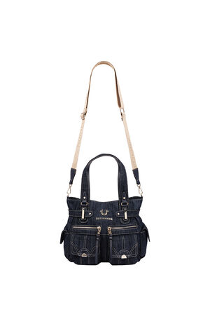Multi Pocket Dark Denim Cinch Tote Bag image number 7