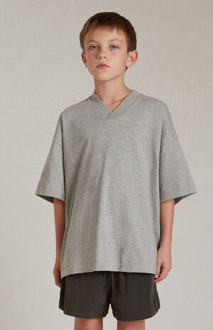 Essentials Dark Heather Oatmeal V-Neck T-Shirt image number 1