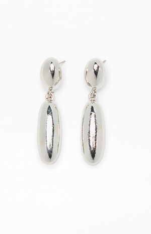 Silver Teardrop Metal Earrings image number 2
