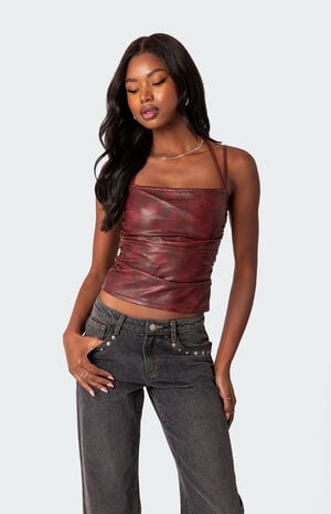 Haze Strappy Faux Leather Top image number 1