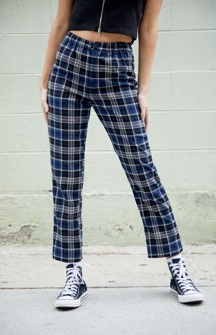 navy blue plaid pants