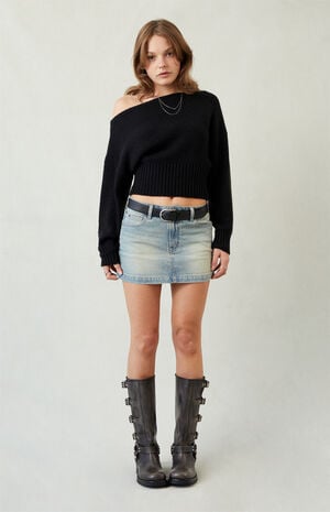 Bella Stretch Light Indigo Mid Rise Denim Mini Skirt