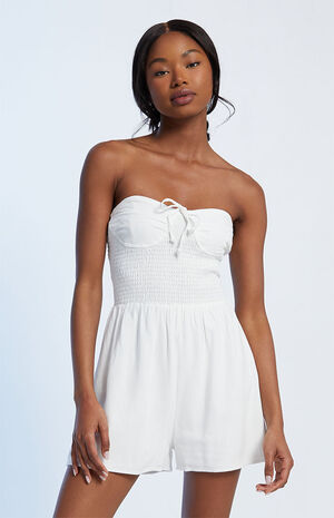 Strapless Smocked Bodice Romper image number 2