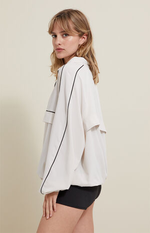 Active Ivory Half Zip Windbreaker Track Jacket image number 3