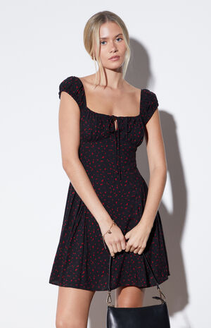 Tie Front Floral Bustier Mini Dress image number 1