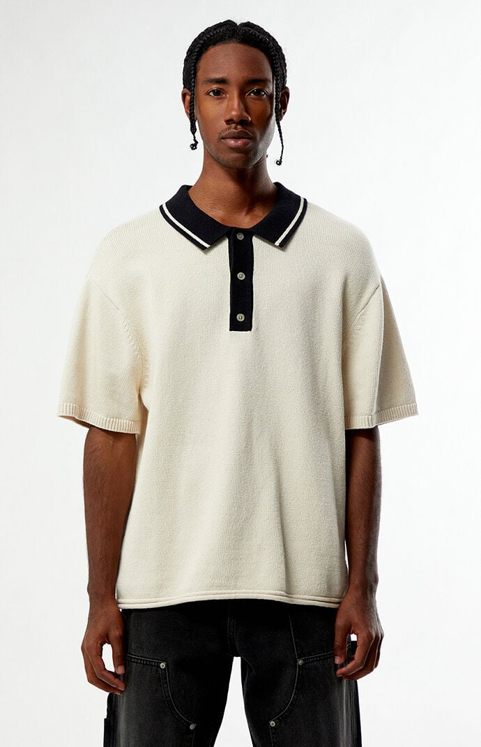 Pacsun Cream Textured Polo Sweater Shirt | PacSun